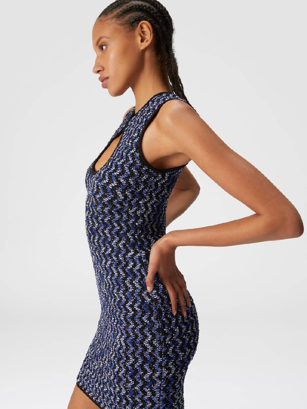 M Missoni Mini-abito senza maniche zig zag con paillettes Sconto