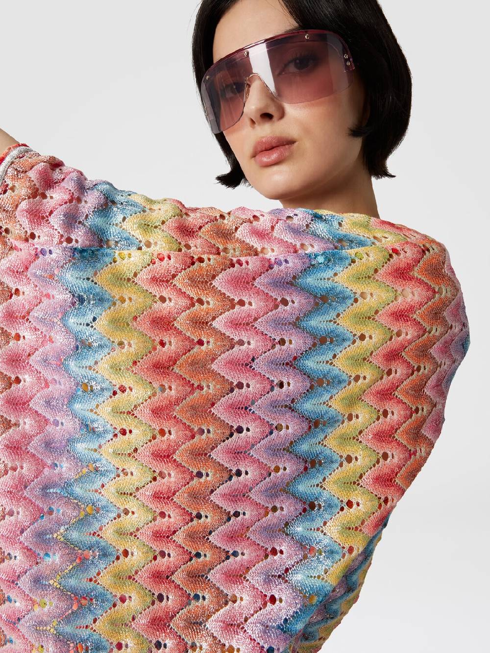 M Missoni Caftano copricostume corto in pizzo spalmato Online