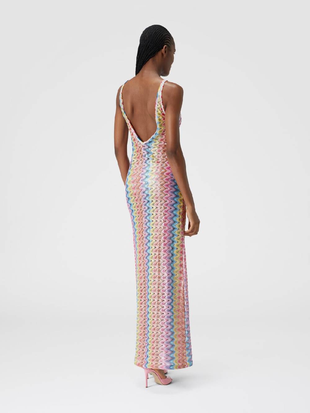 M Missoni Abito copricostume lungo con scollatura a V e spacco Outlet