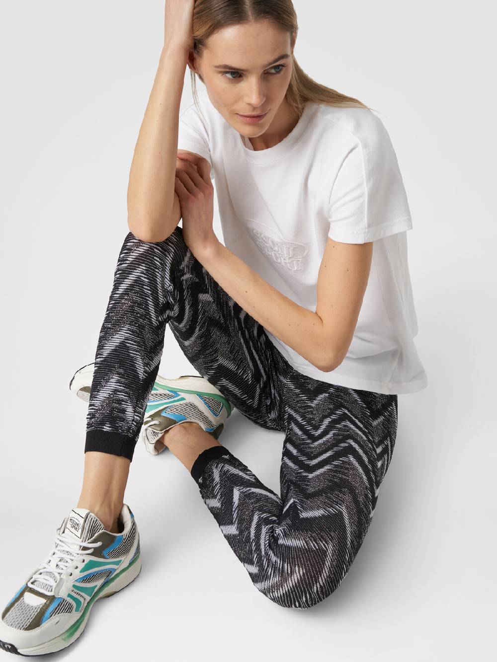 M Missoni Leggings in maglia con lurex e logo Nuova