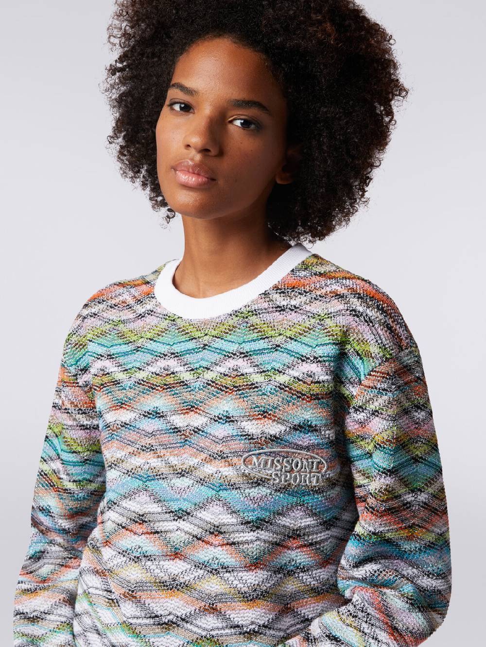 M Missoni Felpa girocollo in maglia con lurex e logo Spedizione gratuita