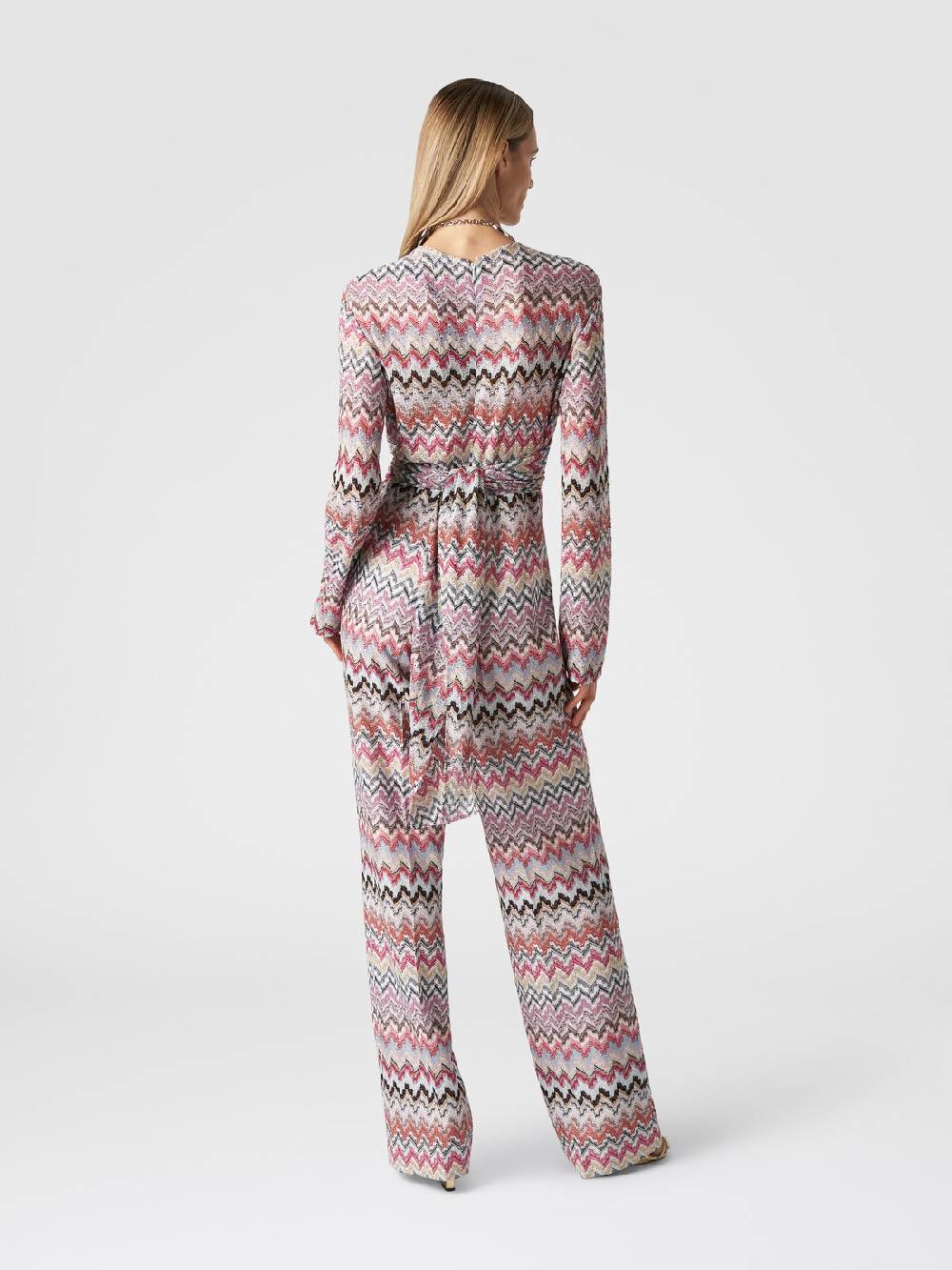 M Missoni Tuta lunga in viscosa lamé zig zag Grande vendita