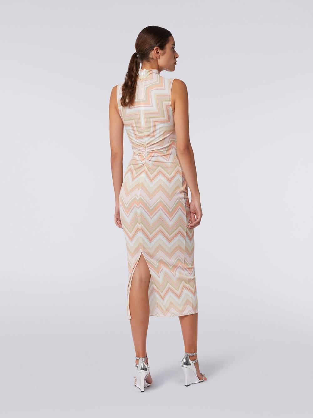M Missoni Abito longuette in viscosa zig zag con arricciature Offerta esclusiva