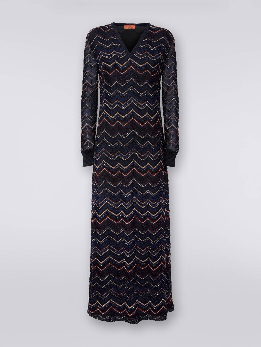 M Missoni Abito lungo in maglia zig zag con scollatura a V e lurex Offerta per la Festa della Mamma