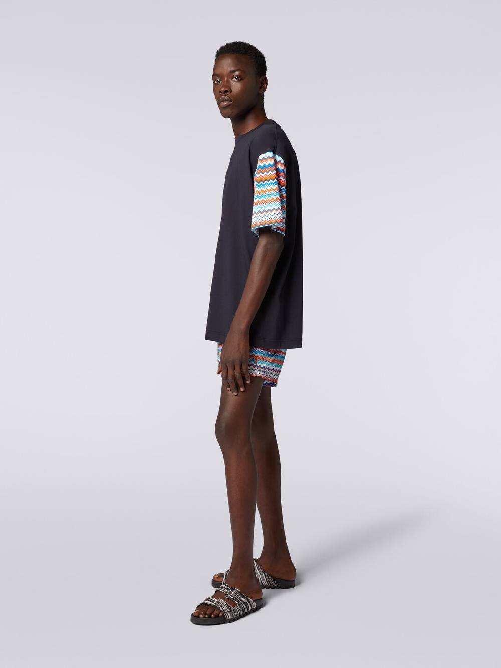 M Missoni T-shirt oversize in cotone con inserti zig zag Offerta Giorno del Papà