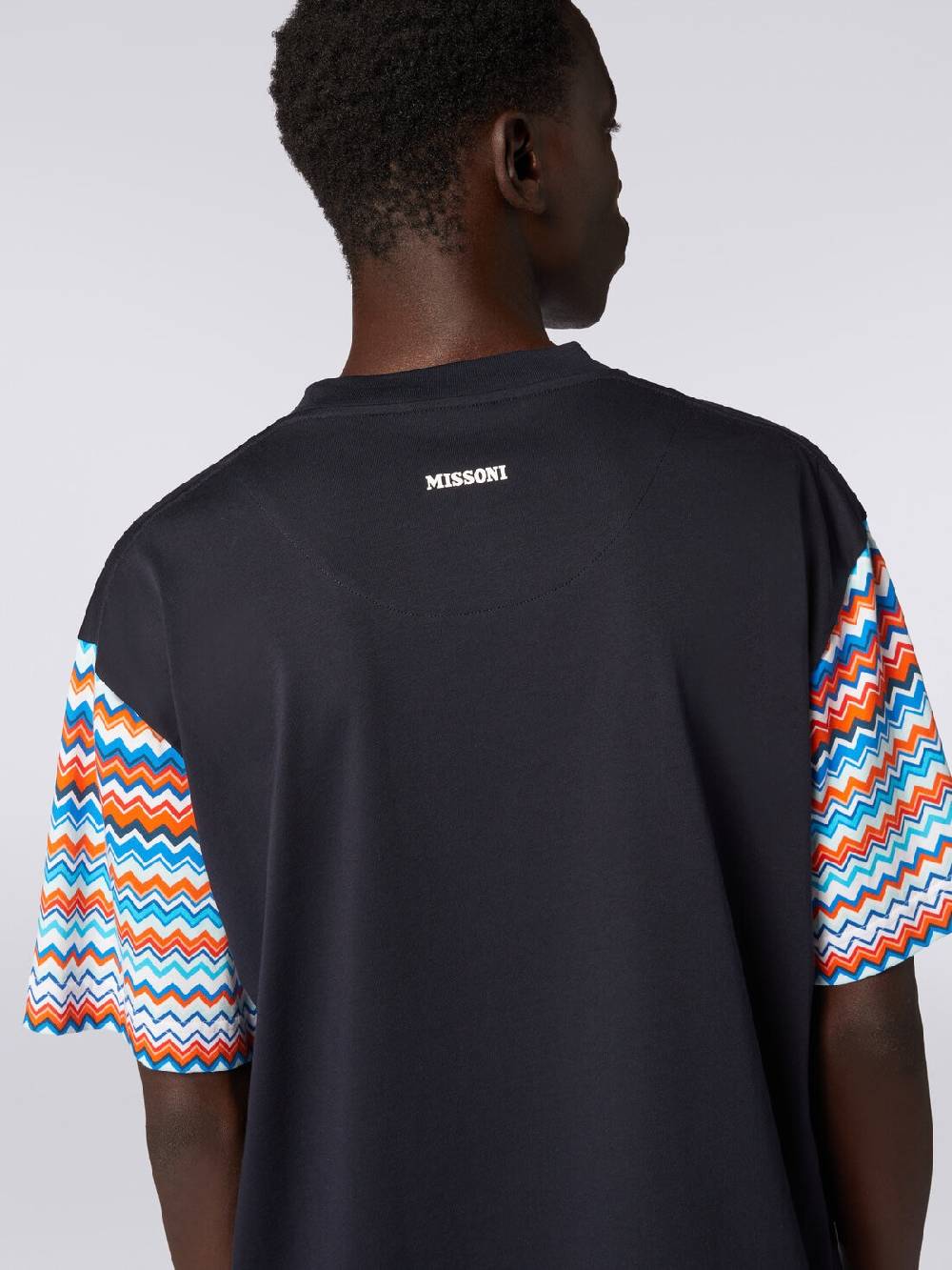 M Missoni T-shirt oversize in cotone con inserti zig zag Offerta Giorno del Papà