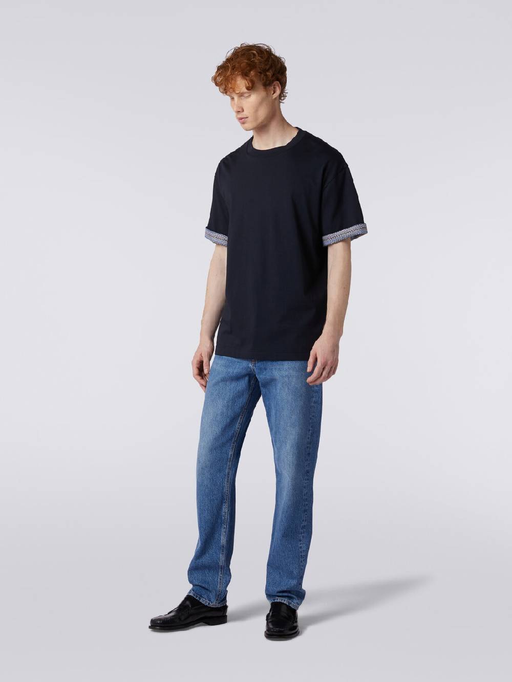 M Missoni T-shirt girocollo in cotone con risvolti chevron Smaltimento dello stoccaggio
