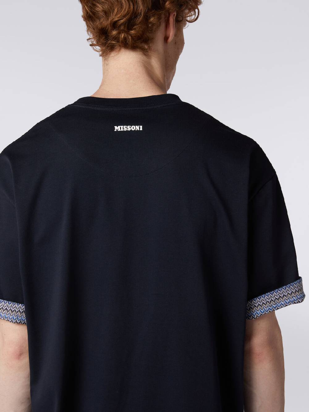 M Missoni T-shirt girocollo in cotone con risvolti chevron Smaltimento dello stoccaggio