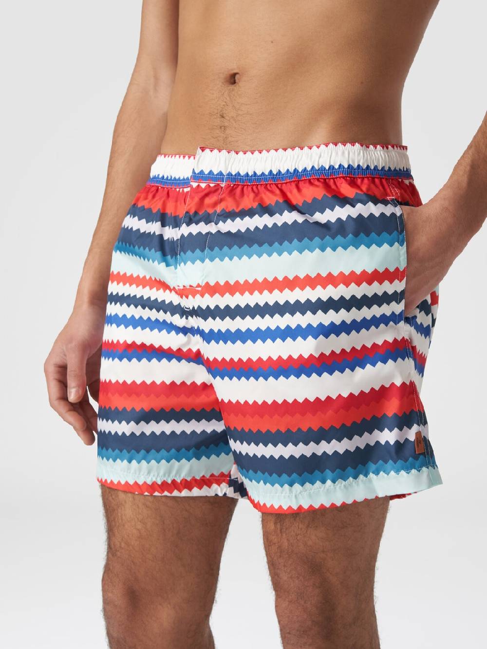 M Missoni Boxer mare in nylon stampa micro zig zag Vendita calda