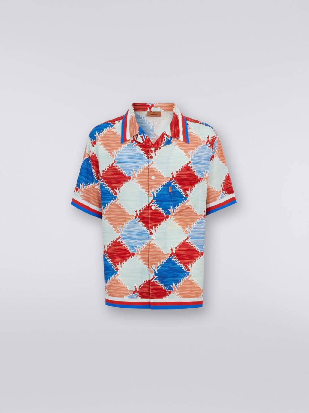 M Missoni Camicia a maniche corte in viscosa a losanghe con scritta logo Offerta migliore