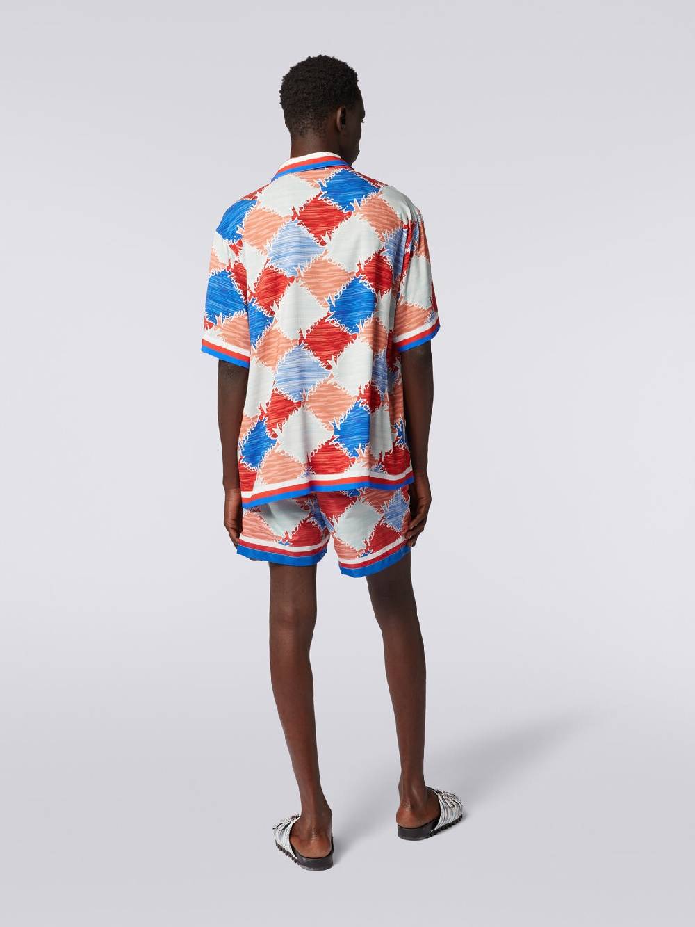 M Missoni Camicia a maniche corte in viscosa a losanghe con scritta logo Offerta migliore