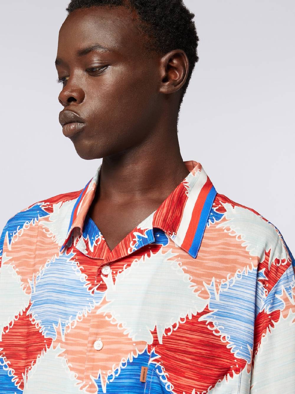 M Missoni Camicia a maniche corte in viscosa a losanghe con scritta logo Offerta migliore