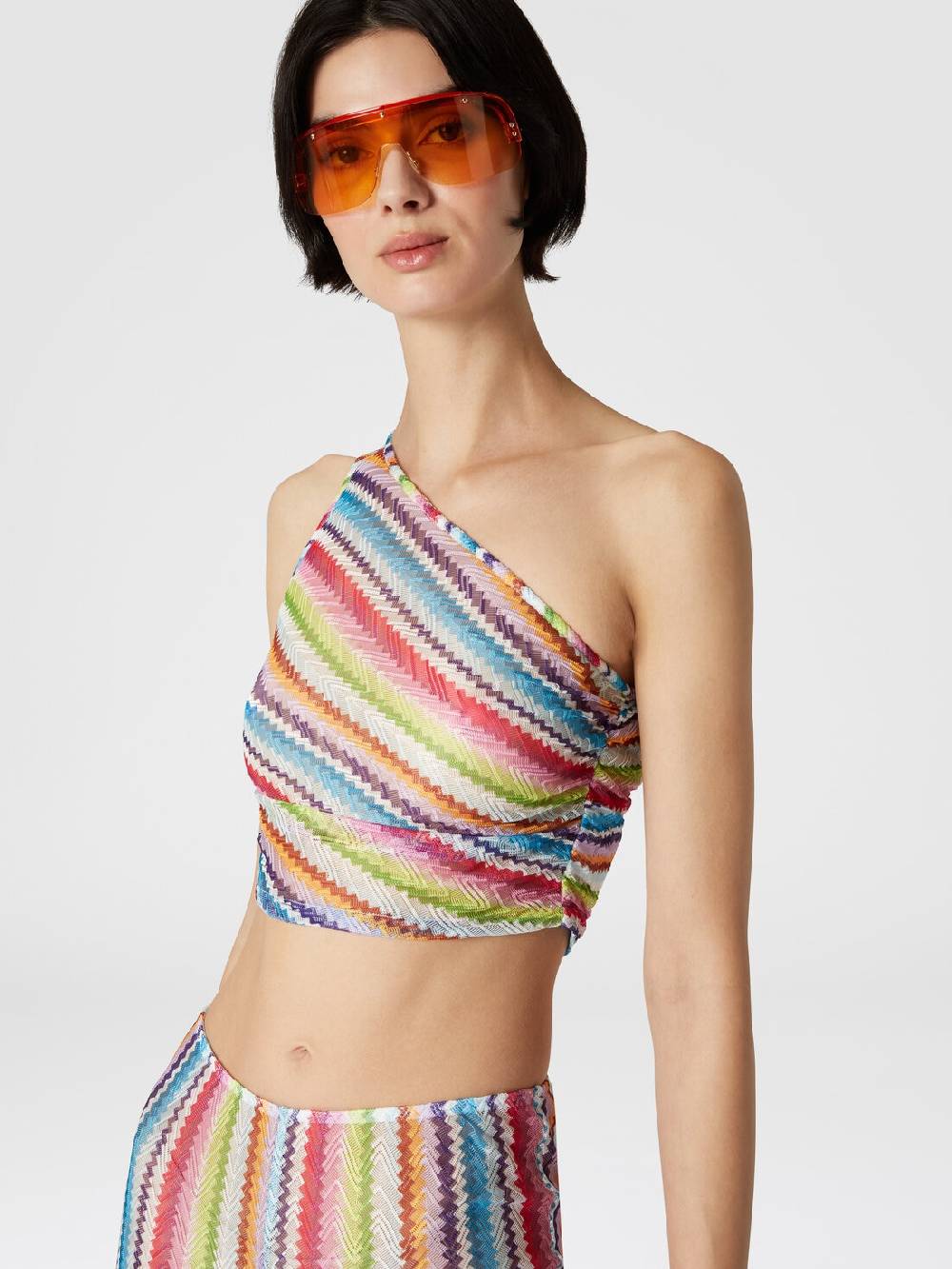M Missoni Crop top monospalla con arricciatura laterale Grandi sconti