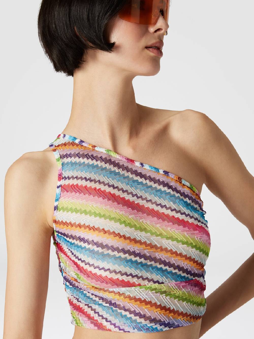 M Missoni Crop top monospalla con arricciatura laterale Grandi sconti