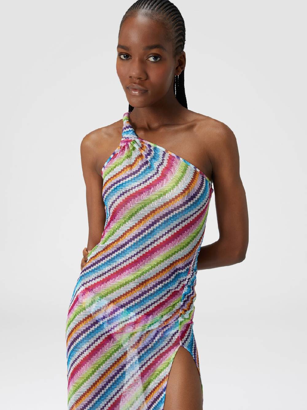M Missoni Abito copricostume stampa zig zag con scollatura a nodo Liquidazione