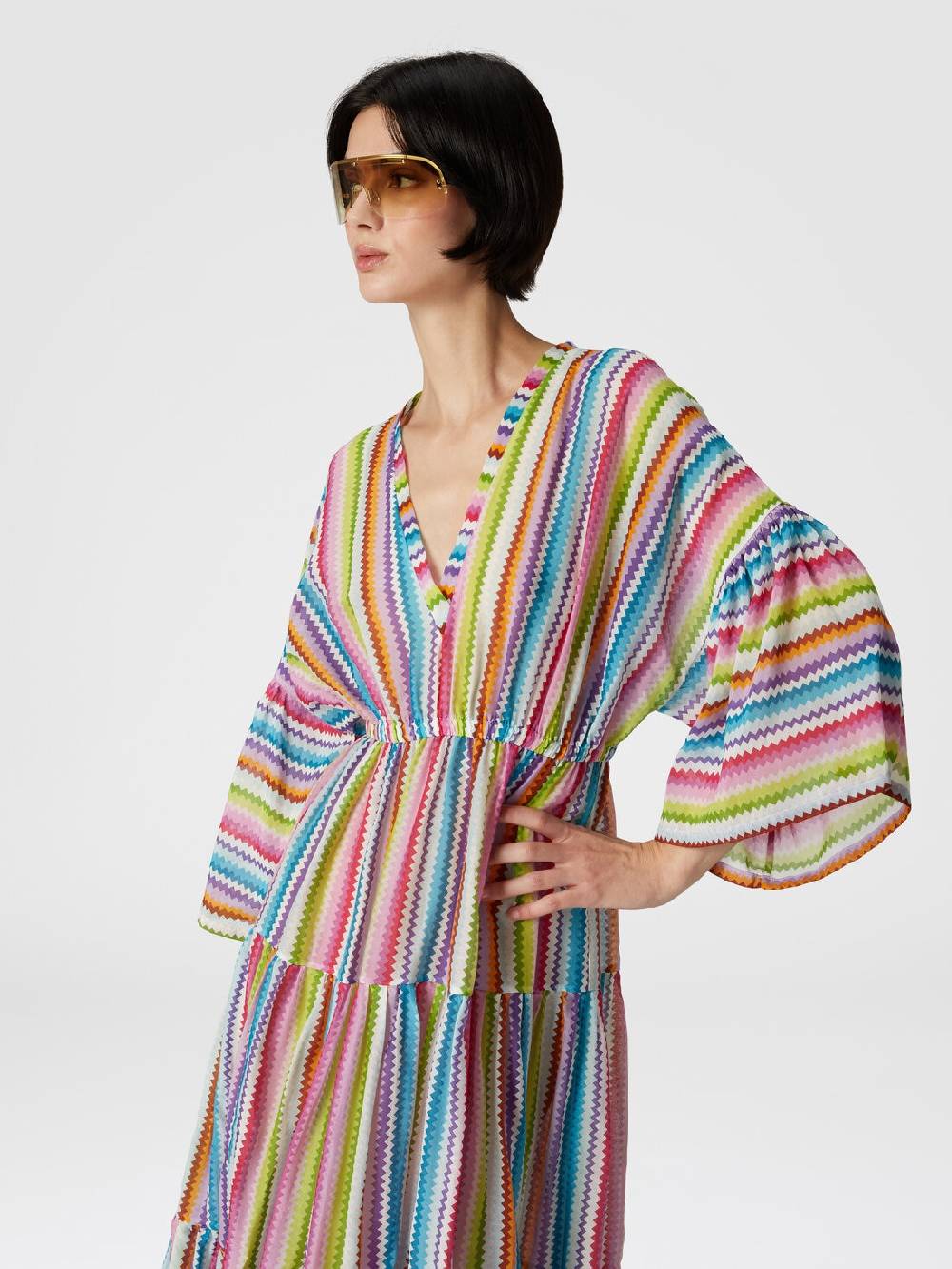 M Missoni Abito copricostume lungo a balze stampa zig zag Comprane uno, ottenene uno gratis