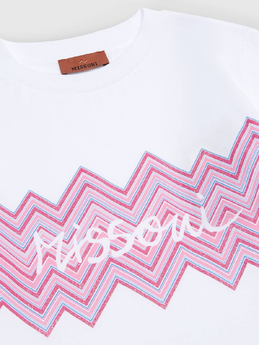 M Missoni T-shirt in jersey di cotone con inserto chevron e logo Ritorno libero