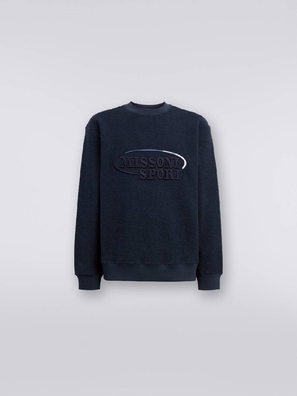 M Missoni Felpa girocollo in cotone garzato con macro-logo ricamato Fino al 50% di sconto