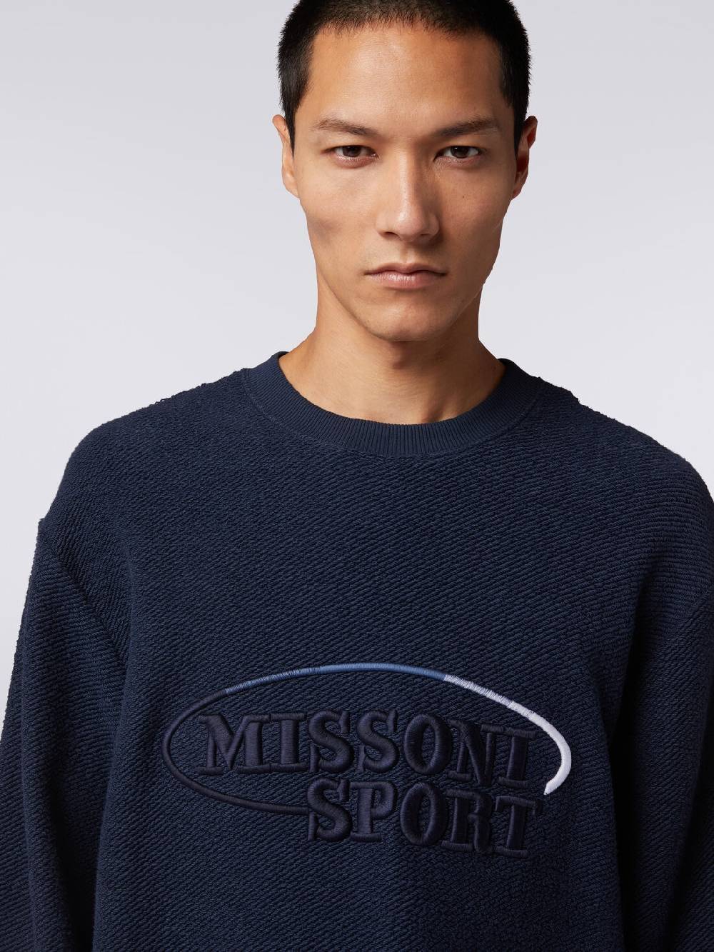 M Missoni Felpa girocollo in cotone garzato con macro-logo ricamato Fino al 50% di sconto