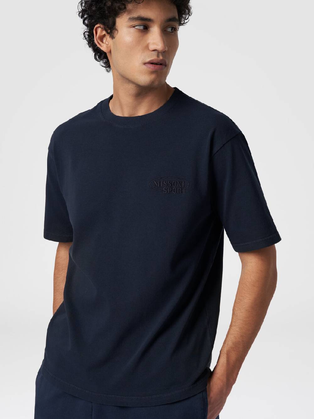 M Missoni T-shirt girocollo in cotone con logo Fino al 60% di sconto