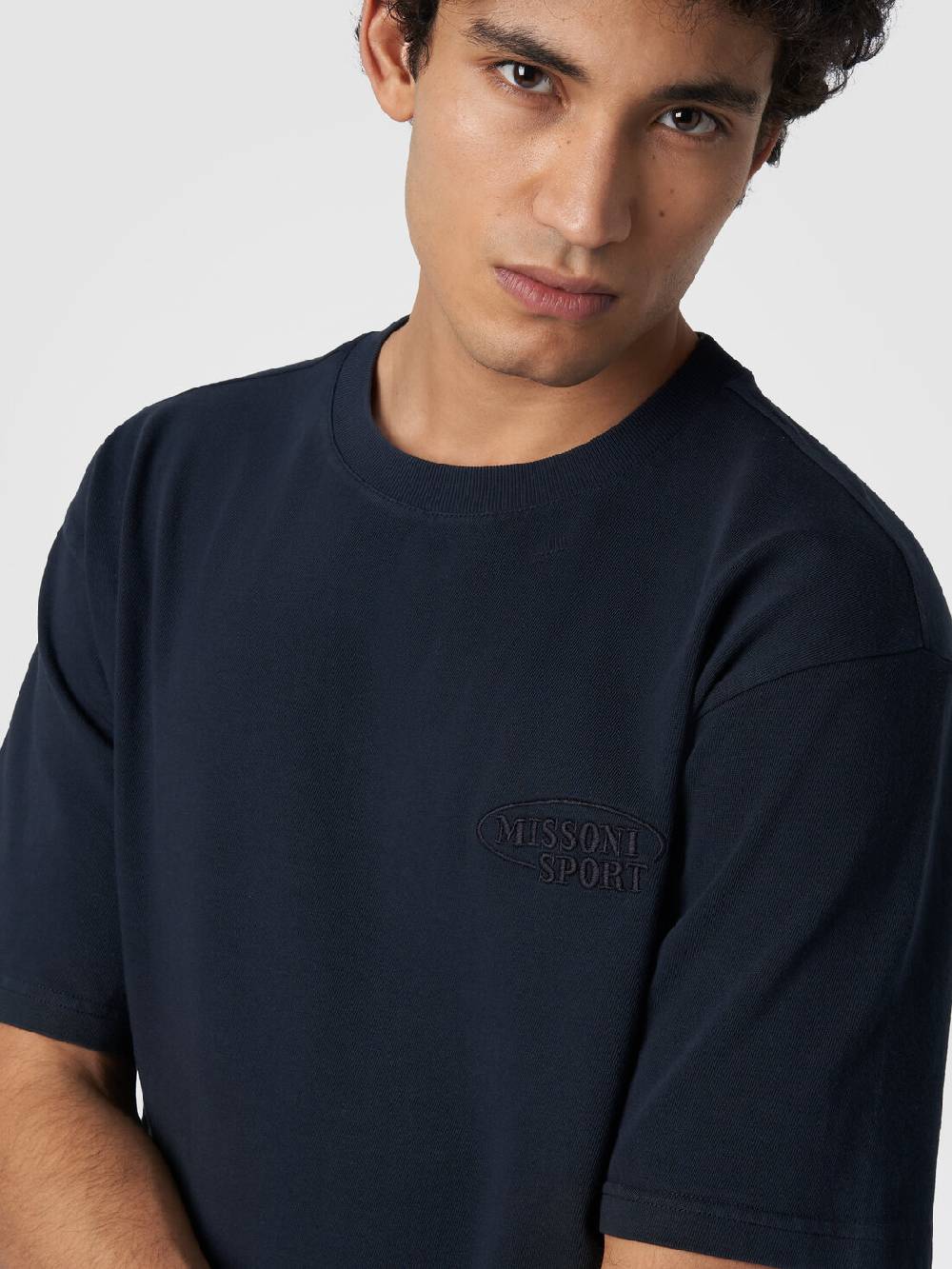 M Missoni T-shirt girocollo in cotone con logo Fino al 60% di sconto