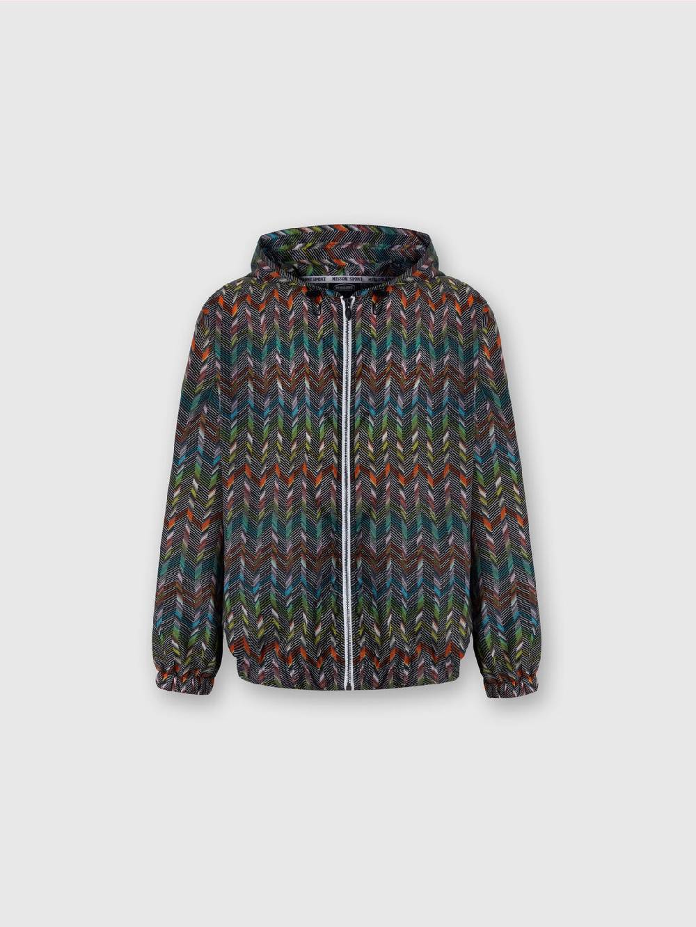 M Missoni Giacca a vento in nylon stampato con logo Only for today
