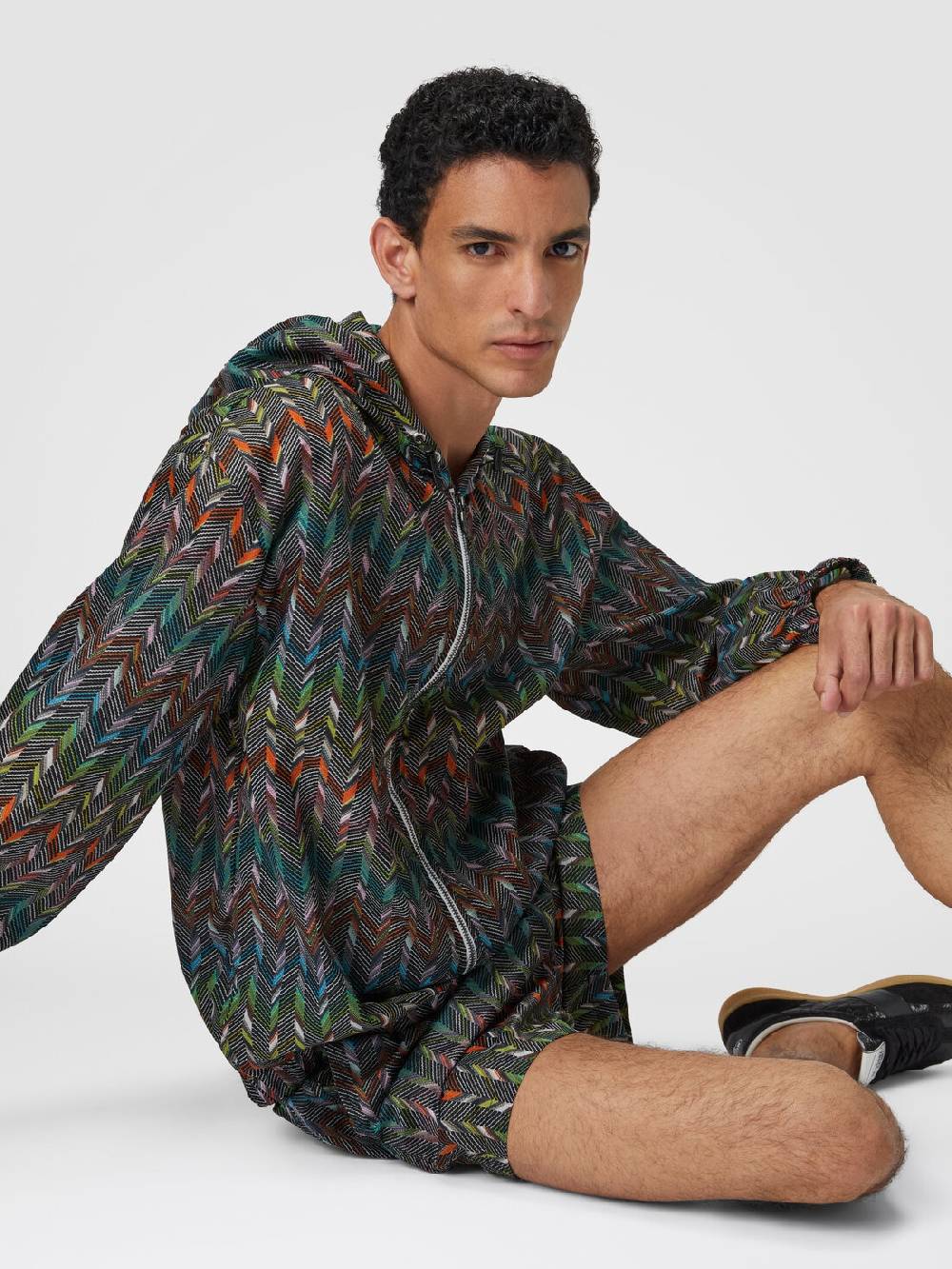 M Missoni Giacca a vento in nylon stampato con logo Only for today