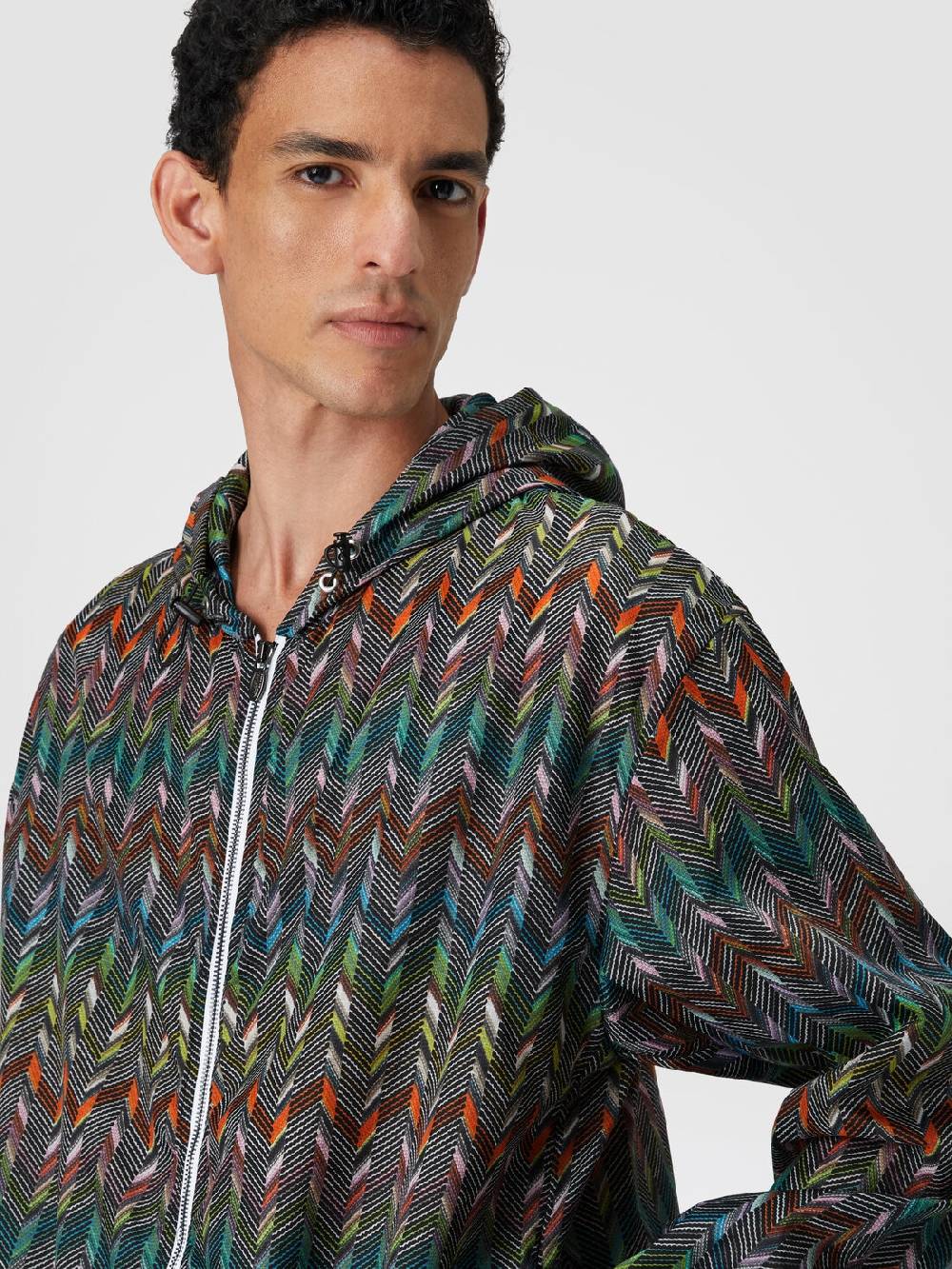 M Missoni Giacca a vento in nylon stampato con logo Only for today