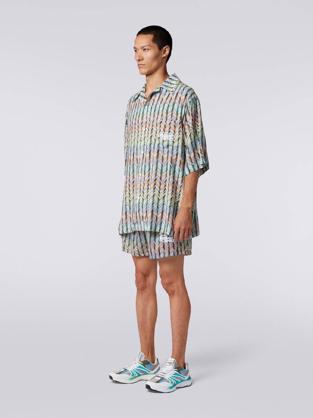 M Missoni Camicia da bowling in viscosa stampata con logo Discount Store per i nuovi prodotti