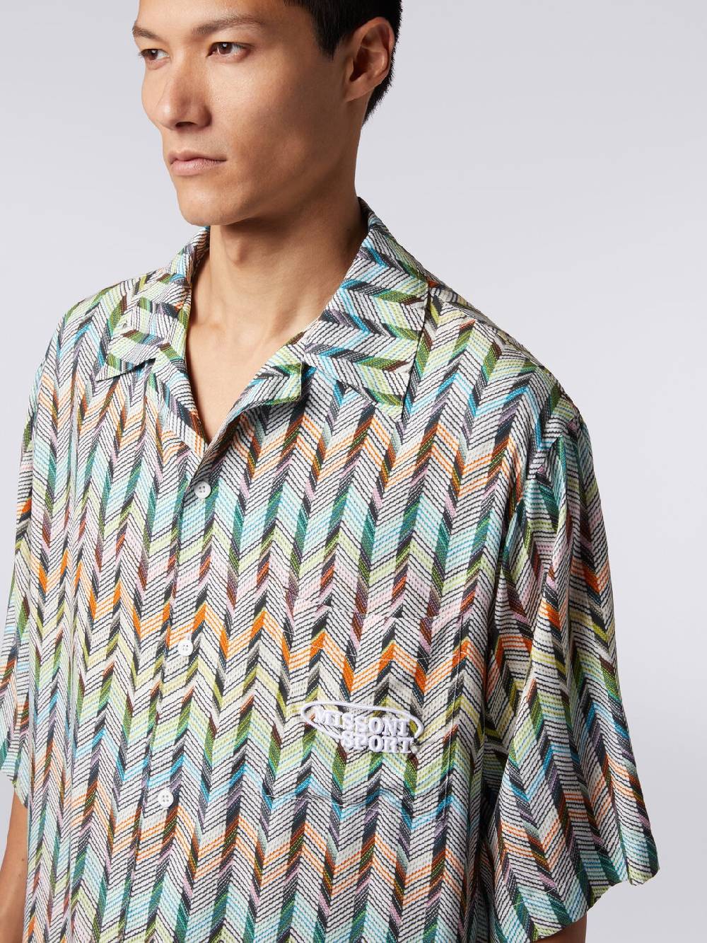 M Missoni Camicia da bowling in viscosa stampata con logo Discount Store per i nuovi prodotti