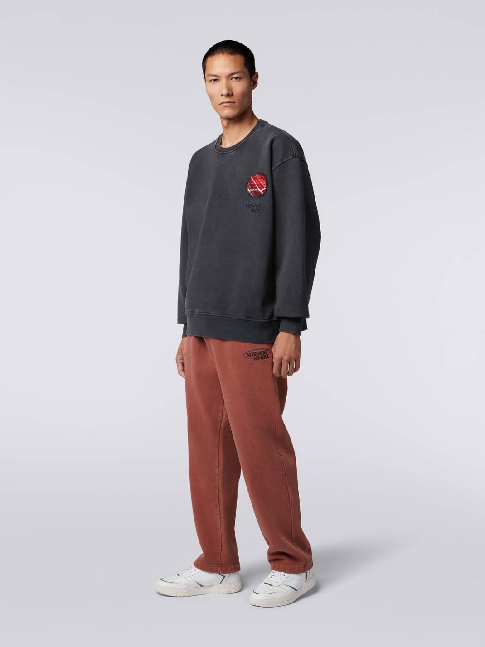 M Missoni Pullover girocollo in felpa di cotone con inserto in maglia Enormi sconti