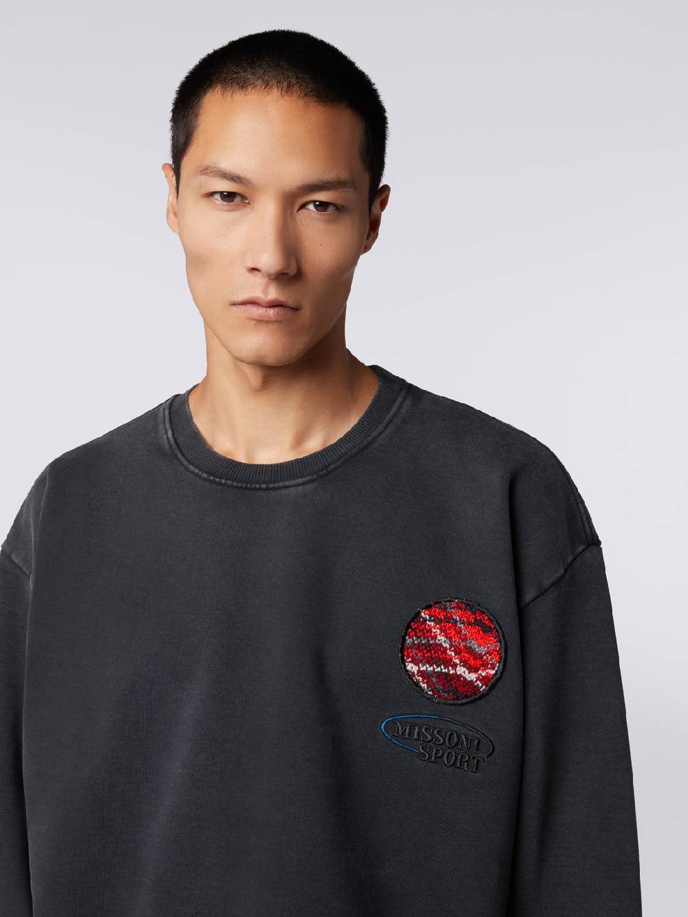 M Missoni Pullover girocollo in felpa di cotone con inserto in maglia Enormi sconti