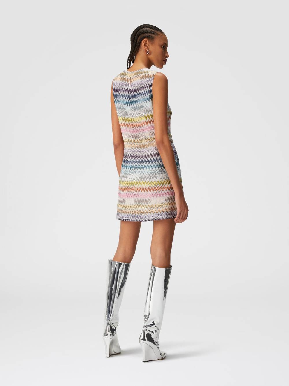M Missoni Mini-abito senza maniche in viscosa zig zag lamé 50% di sconto con spedizione gratuita