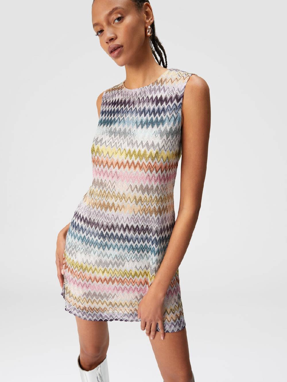 M Missoni Mini-abito senza maniche in viscosa zig zag lamé 50% di sconto con spedizione gratuita