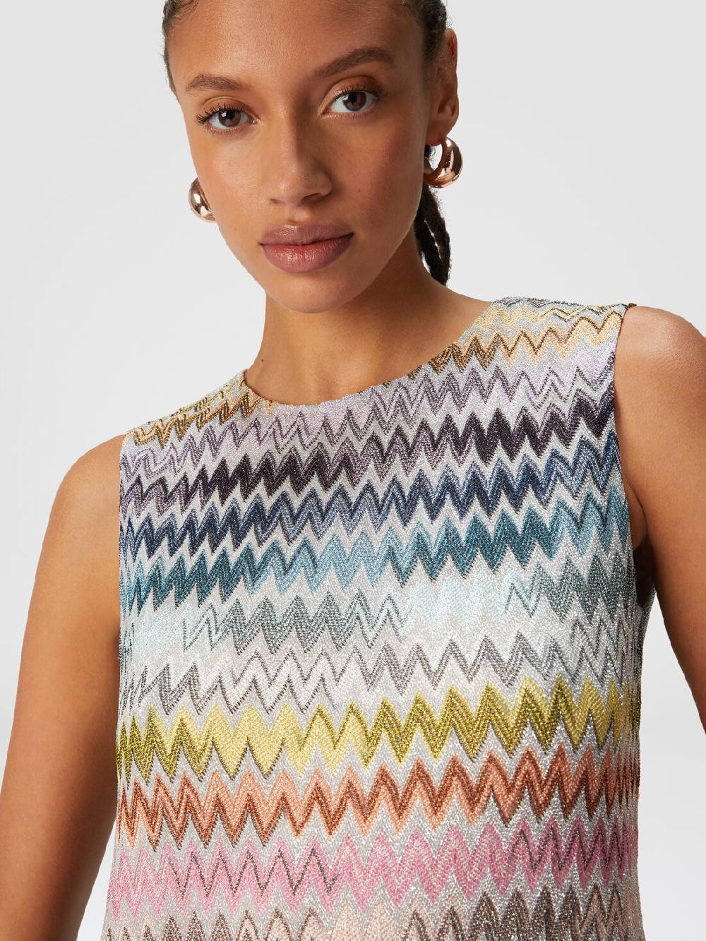 M Missoni Mini-abito senza maniche in viscosa zig zag lamé 50% di sconto con spedizione gratuita