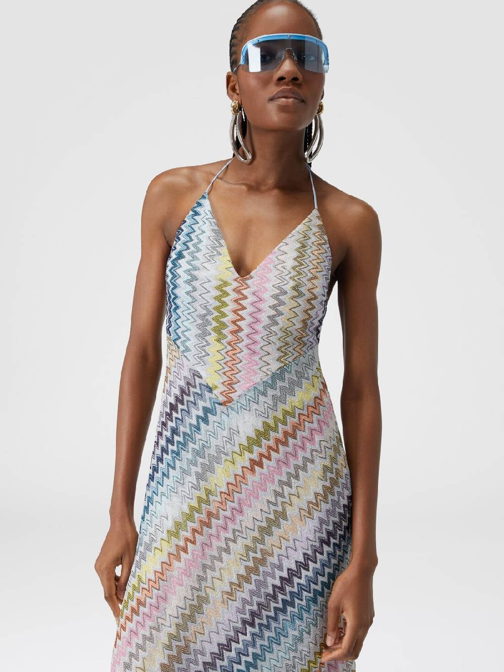 M Missoni Slip dress con laccetto sul collo e applicazioni in perle Officina