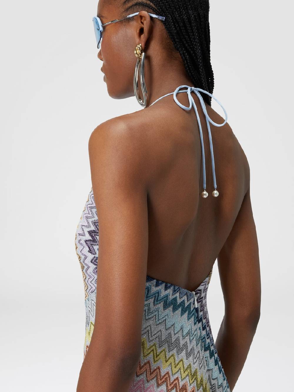 M Missoni Slip dress con laccetto sul collo e applicazioni in perle Officina