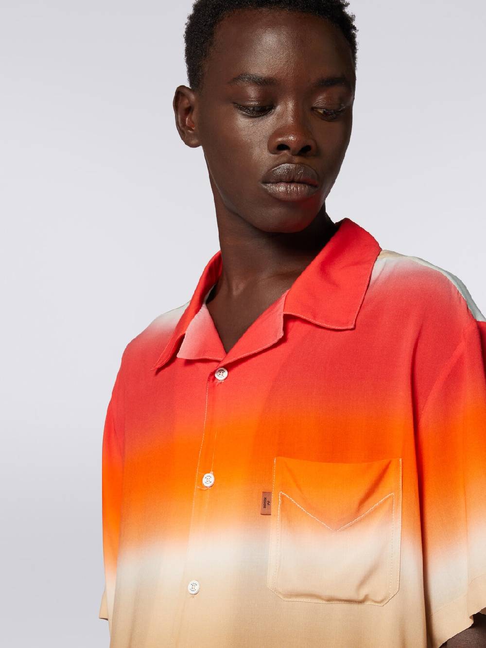 M Missoni Camicia a maniche corte in viscosa dégradé Black Friday Prezzi