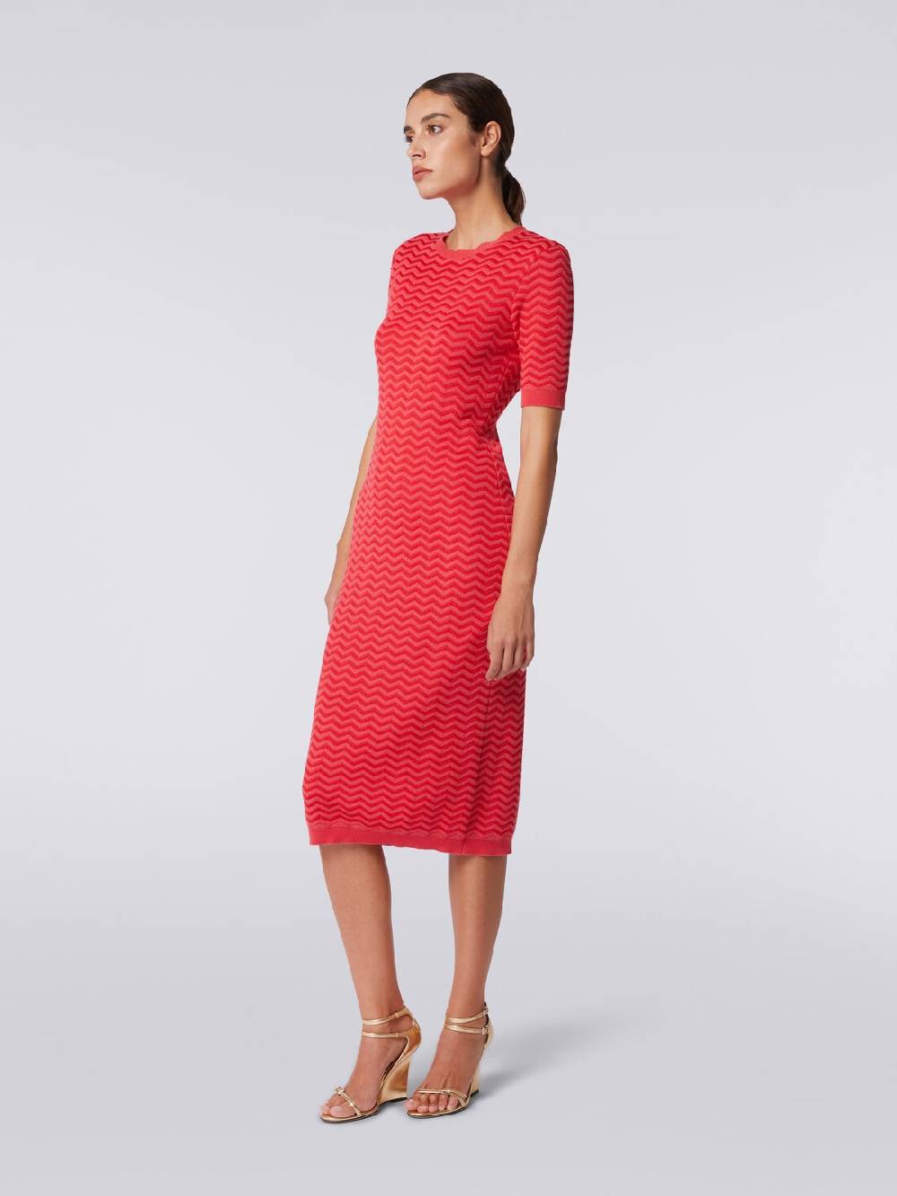 M Missoni Abito longuette girocollo in maglia chevron Vendita