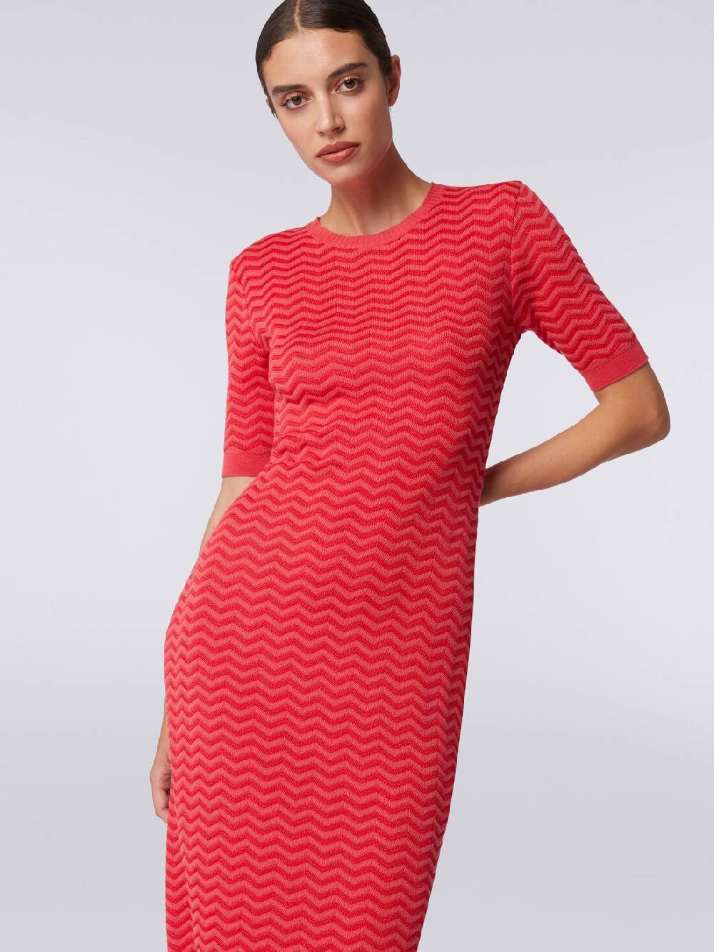 M Missoni Abito longuette girocollo in maglia chevron Vendita