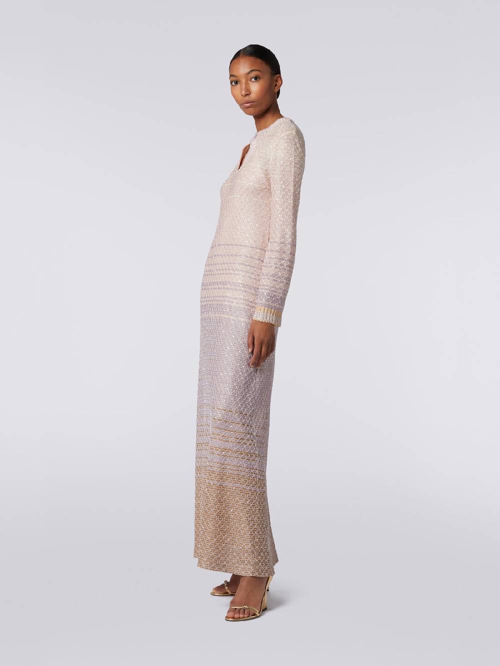 M Missoni Abito lungo in maglia dégradé con paillettes Promozione
