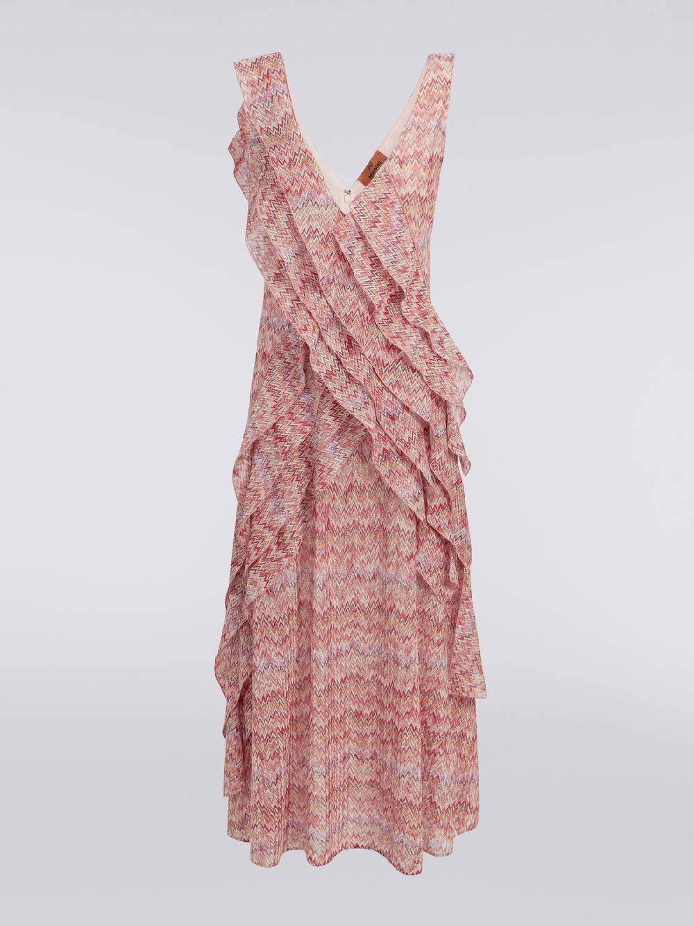 M Missoni Abito midi motivo snake con balze e lurex Spedizione Gratuita