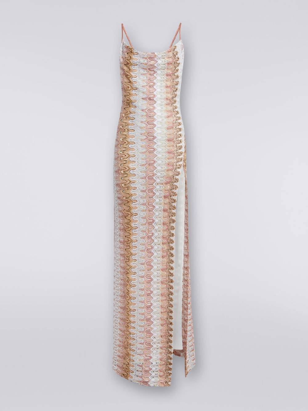 M Missoni Abito lungo effetto pizzo con scollatura drappeggiata e spacco Consegna Veloce