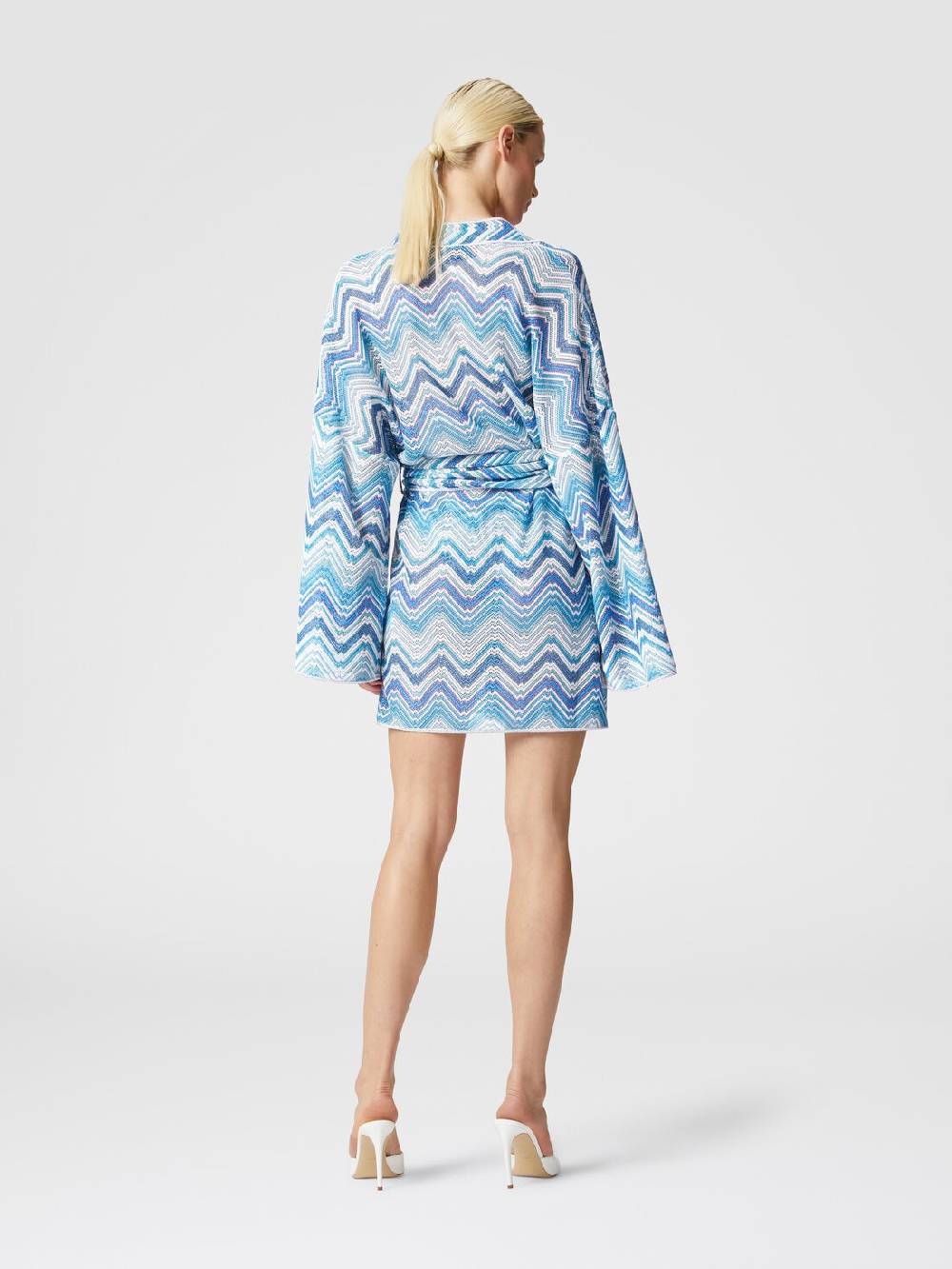 M Missoni Copricostume corto a vestaglia in crochet chevron con lurex Sottocosto