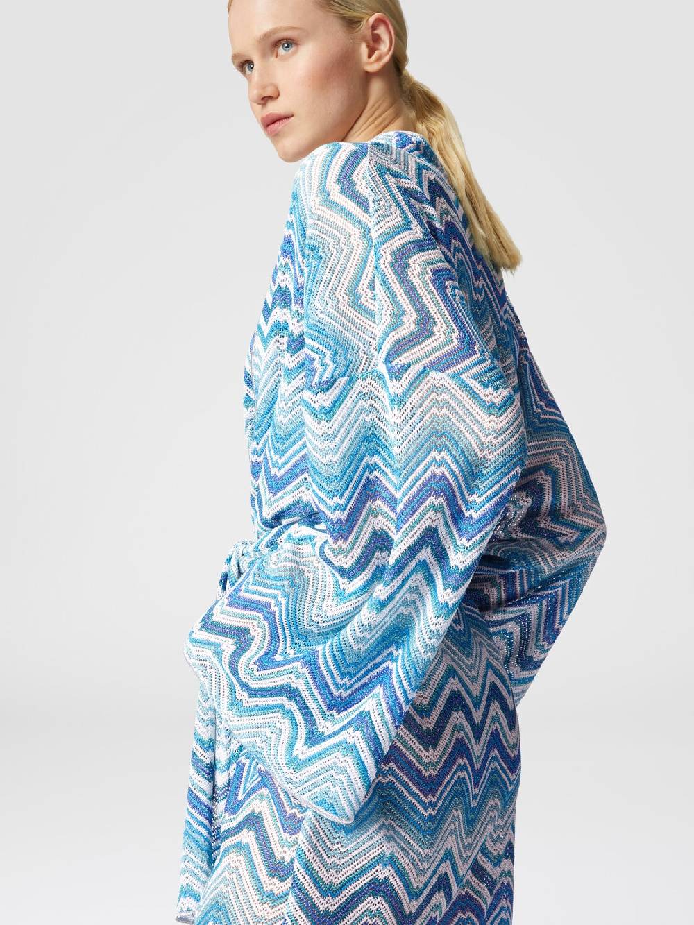 M Missoni Copricostume corto a vestaglia in crochet chevron con lurex Sottocosto