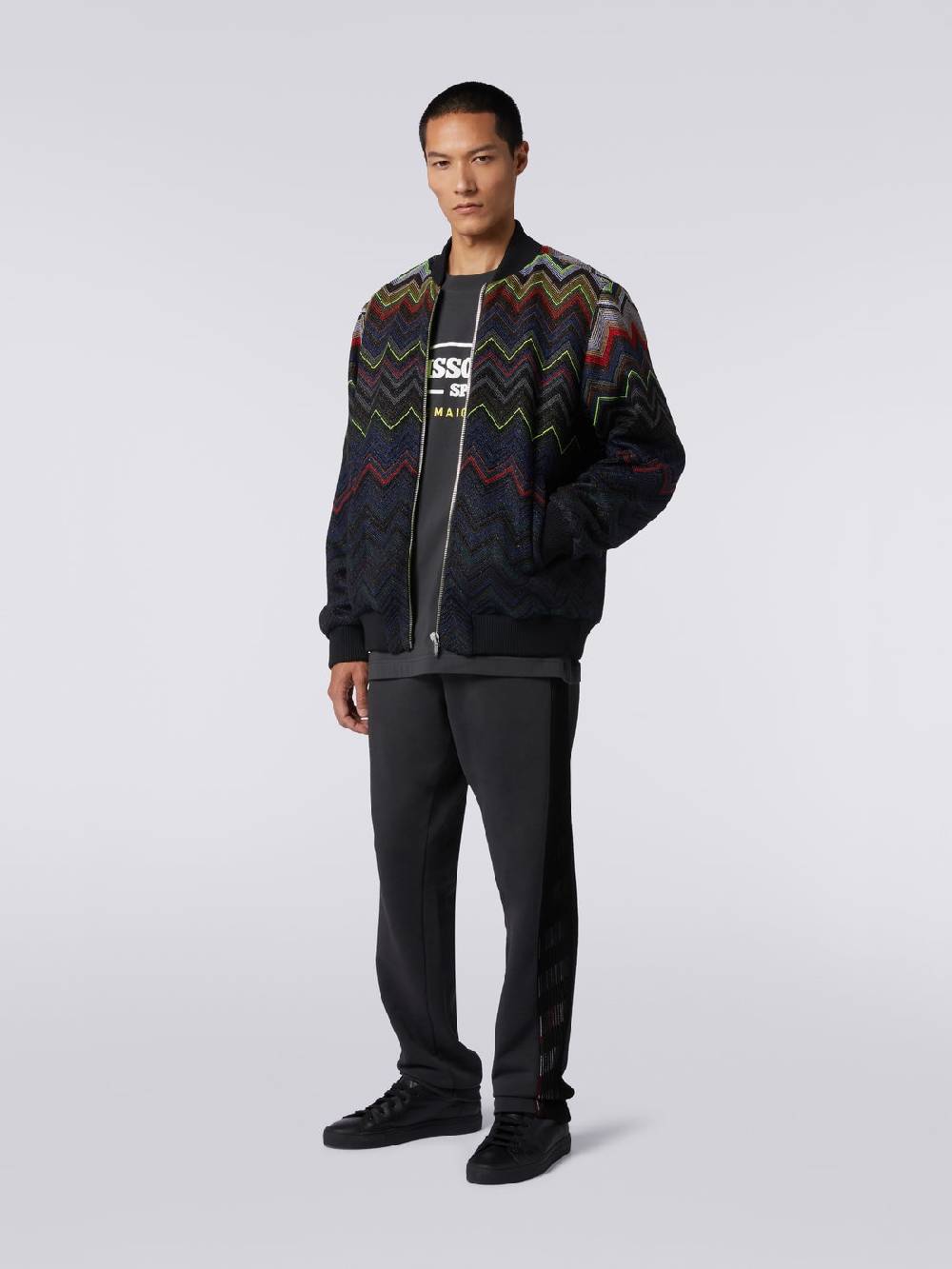 M Missoni Bomber in misto lana e cotone chevron in collaborazione con Mike Maignan Saldi