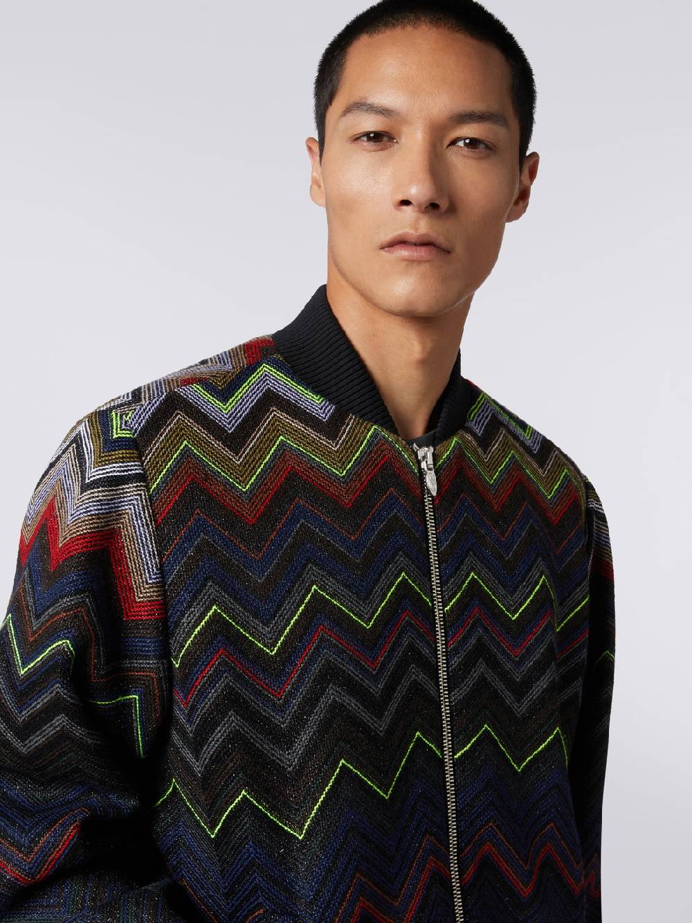M Missoni Bomber in misto lana e cotone chevron in collaborazione con Mike Maignan Saldi