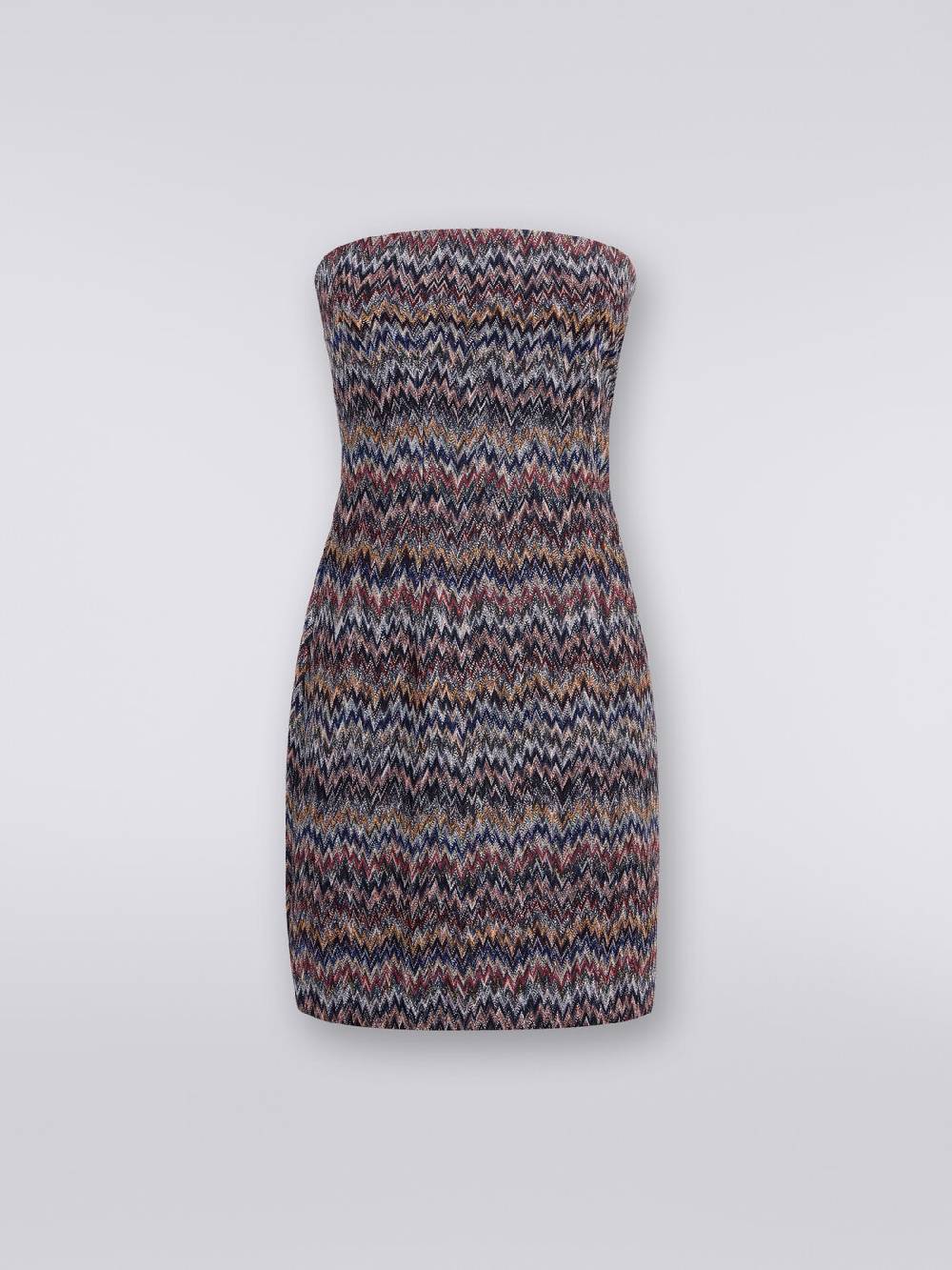M Missoni Mini-abito in viscosa lamé chevron Nuova