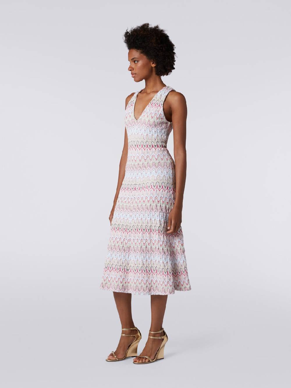 M Missoni Abito con scollatura a V in misto viscosa motivo a onde Moda