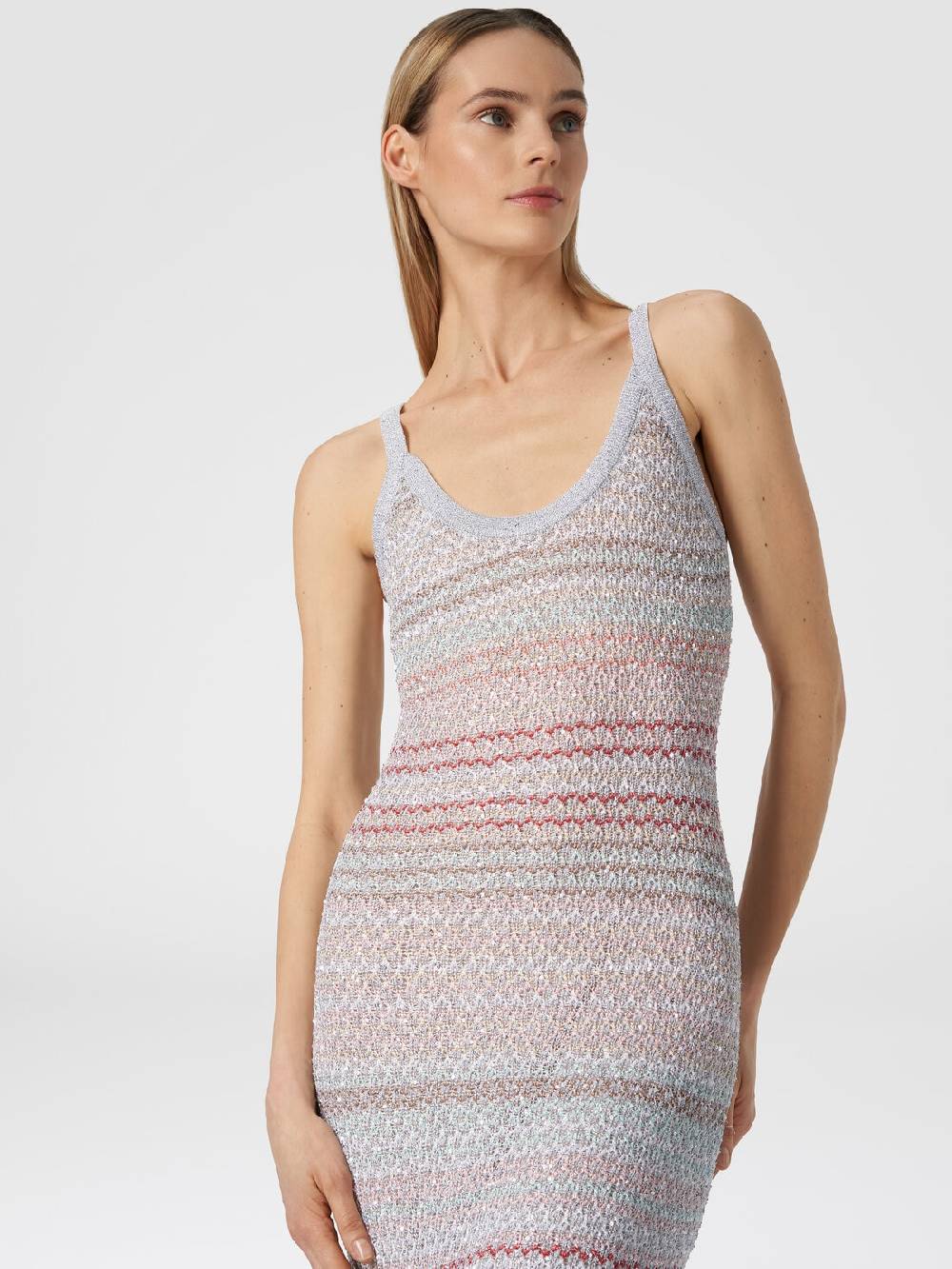 M Missoni Abito lungo in maglia zig zag con trama effetto uncinetto Spedizione gratuita
